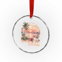 Daytona Beach Florida Crystal Glass Ornament Tropical Palm Tree Ocean Travel Gift