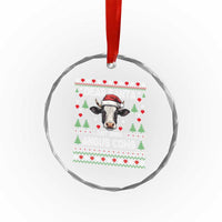 Dear Santa Angus Cow Christmas Crystal Glass Ornament Funny Farm Cow Lover Holiday Farm Ugly Sweater - Wonder Print Shop