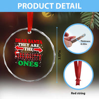 Dear Santa They Naughty Ones Crystal Glass Ornament Christmas Red Plaid Pajamas PJ Xmas Gifts - Wonder Print Shop