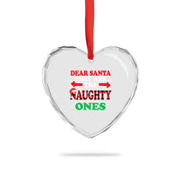 Dear Santa They Naughty Ones Heart Crystal Glass Ornament Christmas Red Plaid Pajamas PJ Xmas Gifts - Wonder Print Shop