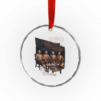 Declaration Daddies Campfire Gathering Graphic Crystal Glass Ornament Shirtless Founding Fathers Patriotic Summer 4th of July Celebration
