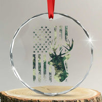 Deer Hunting Camouflage Crystal Glass Ornament Camo US Flag - Wonder Print Shop