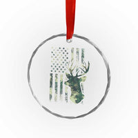 Deer Hunting Camouflage Crystal Glass Ornament Camo US Flag - Wonder Print Shop