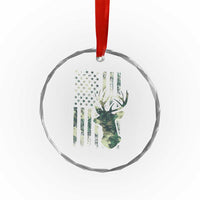 Deer Hunting Camouflage Crystal Glass Ornament Camo US Flag TS02
