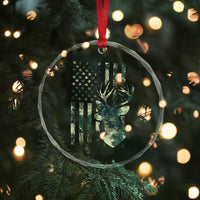 Deer Hunting Camouflage Crystal Glass Ornament Camo US Flag - Wonder Print Shop