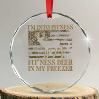 Deer Hunting Crystal Glass Ornament Im Into Fitness Fit Ness Deer Freezer Camo American Flag - Wonder Print Shop