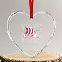 Denmark Flag Viking Ship Danes Danish Roots Dansk Denmark Heart Crystal Glass Ornament
