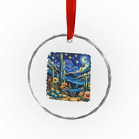 Desert Night Cactus Starry Night Arizona Stars Sky Nature Lover Gift Crystal Glass Ornament