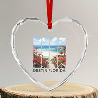 Destin Florida Heart Crystal Glass Ornament Summer Travel Beach Vacation Gift