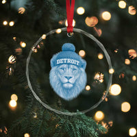 Detroit Football Crystal Glass Ornament Retro Lions Mascot Sport Fan - Wonder Print Shop