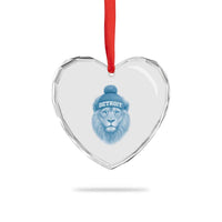 Detroit Football Heart Crystal Glass Ornament Retro Lions Mascot Sport Fan - Wonder Print Shop