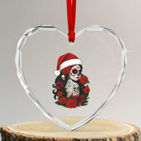 Dia De Los Muertos Mexican Christmas Heart Crystal Glass Ornament Day of the Dead Sugar Skull Women - Wonder Print Shop