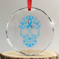 Diabetes Awareness Skull Crystal Glass Ornament Blue Ribbon T1D Support Sugar Skull TS10