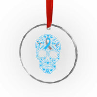 Diabetes Awareness Skull Crystal Glass Ornament Blue Ribbon T1D Support Sugar Skull TS10