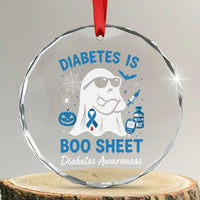 Diabetes is Boo Sheet Crystal Glass Ornament Funny Halloween Ghost Diabetes Type 1 2 Awareness - Wonder Print Shop