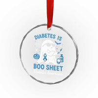 Diabetes is Boo Sheet Crystal Glass Ornament Funny Halloween Ghost Diabetes Type 1 2 Awareness - Wonder Print Shop