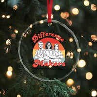 Difference Makers Teacher Appreciation Crystal Glass Ornament Empowering Minds & Advancing Equity Retro Educator - Wonder Print Shop