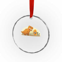 Dino Nuggets Chasing Cat Crystal Glass Ornament Funny Nugget Lover Gift TS12