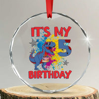 Dino Spider Its My 5th Birthday Crystal Glass Ornament Dinosaur Gift For Boys