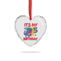 Dino Spider Its My 5th Birthday Heart Crystal Glass Ornament Dinosaur Gift For Boys