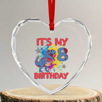 Dino Spider Its My 8th Birthday Heart Crystal Glass Ornament Dinosaur Gift For Boys