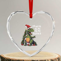 Dinosaur Christmas Heart Crystal Glass Ornament Fa Ra Ra Ra Rawr Xmas Tree Santa Rex Lover - Wonder Print Shop