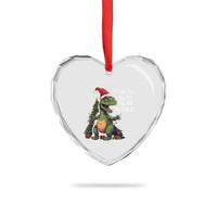 Dinosaur Christmas Heart Crystal Glass Ornament Fa Ra Ra Ra Rawr Xmas Tree Santa Rex Lover - Wonder Print Shop