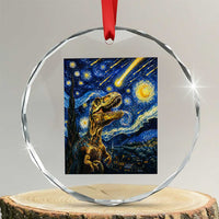 Dinosaur Starry Night Meteor Shower Crystal Glass Ornament Astronomy Lover Gift