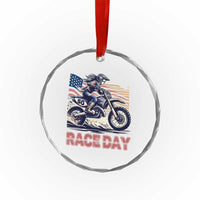 Dirt Bike Girl Crystal Glass Ornament Patriotic Motocross American Flag Racing TS14