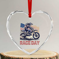 Dirt Bike Girl Heart Crystal Glass Ornament Patriotic Motocross American Flag Racing - Wonder Print Shop