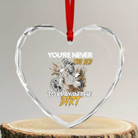Dirt Bike Heart Crystal Glass Ornament You're Never Too Old To Play In The Dirt Skeleton - Wonder Print Shop
