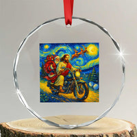 Dirt Bike Motocross Crystal Glass Ornament Jesus Santa Christmas Starry Night TS14