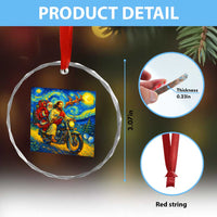 Dirt Bike Motocross Crystal Glass Ornament Jesus Santa Christmas Starry Night TS14