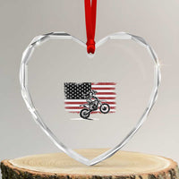 Dirt Bike Woman Rider Heart Crystal Glass Ornament American Flag Motocross Biker - Wonder Print Shop