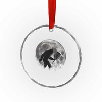 Disc Golf Bigfoot Crystal Glass Ornament Funny Cool Full Moon & Trees Sasquatch - Wonder Print Shop