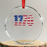 Distressed Faux Patchwork 1776 USA Flag Crystal Glass Ornament Vintage Effect Printing Patriotic Graphic 4th Of July Independence Day