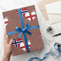 Distressed Norway and England Crossed Flags Dual Heart Graphic Wrapping Paper Roll Love Half Norwegian Half English Pride