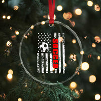 Distressed USA Flag Soccer Player Crystal Glass Ornament Patriotic American Football Lover