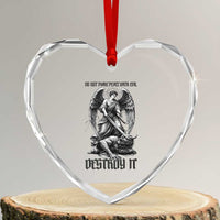 Do Not Make Peace With Evil Heart Crystal Glass Ornament Archangel Saint Michael