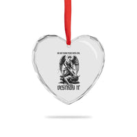 Do Not Make Peace With Evil Heart Crystal Glass Ornament Archangel Saint Michael