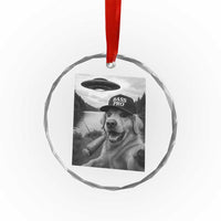 Dog Selfie With Alien UFO Crystal Glass Ornament Funny Fishing Golden Retriever Smoking Dog Lover TS10