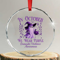 Domestic Violence Awareness Crystal Glass Ornament Halloween October Wear Purple Ghost TS10