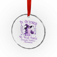 Domestic Violence Awareness Crystal Glass Ornament Halloween October Wear Purple Ghost TS10