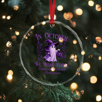 Domestic Violence Awareness Crystal Glass Ornament Halloween October Wear Purple Ghost TS10