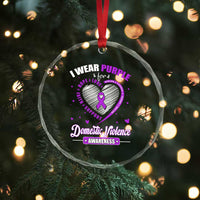 Domestic Violence Awareness Crystal Glass Ornament Purple Ribbon Support Survivor TS10