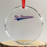 Dominican Republic Crystal Glass Ornament Rep Dominicana Vintage Flag Baseball Script TS10