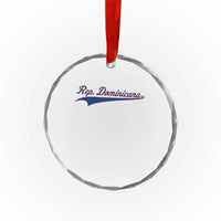 Dominican Republic Crystal Glass Ornament Rep Dominicana Vintage Flag Baseball Script TS10