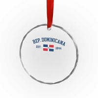 Dominican Republic Crystal Glass Ornament Vintage Distressed Varsity Rep Dominicana Flag - Wonder Print Shop