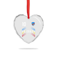 DR Congo Soccer Sports Graphic Number 10 Jersey Style Heart Crystal Glass Ornament Proud Congolese Football Fans Game Day Pride