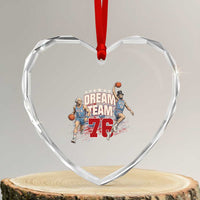 Dream Team 76 Founding Fathers Playing Basketball Heart Crystal Glass Ornament Funny George Washington Abraham Lincoln Patriotic Sports Fan